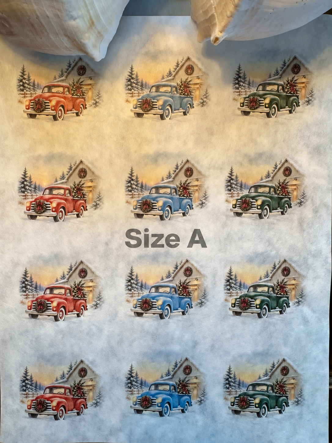 Vintage Coastal Christmas Truck Glow Decoupage Paper