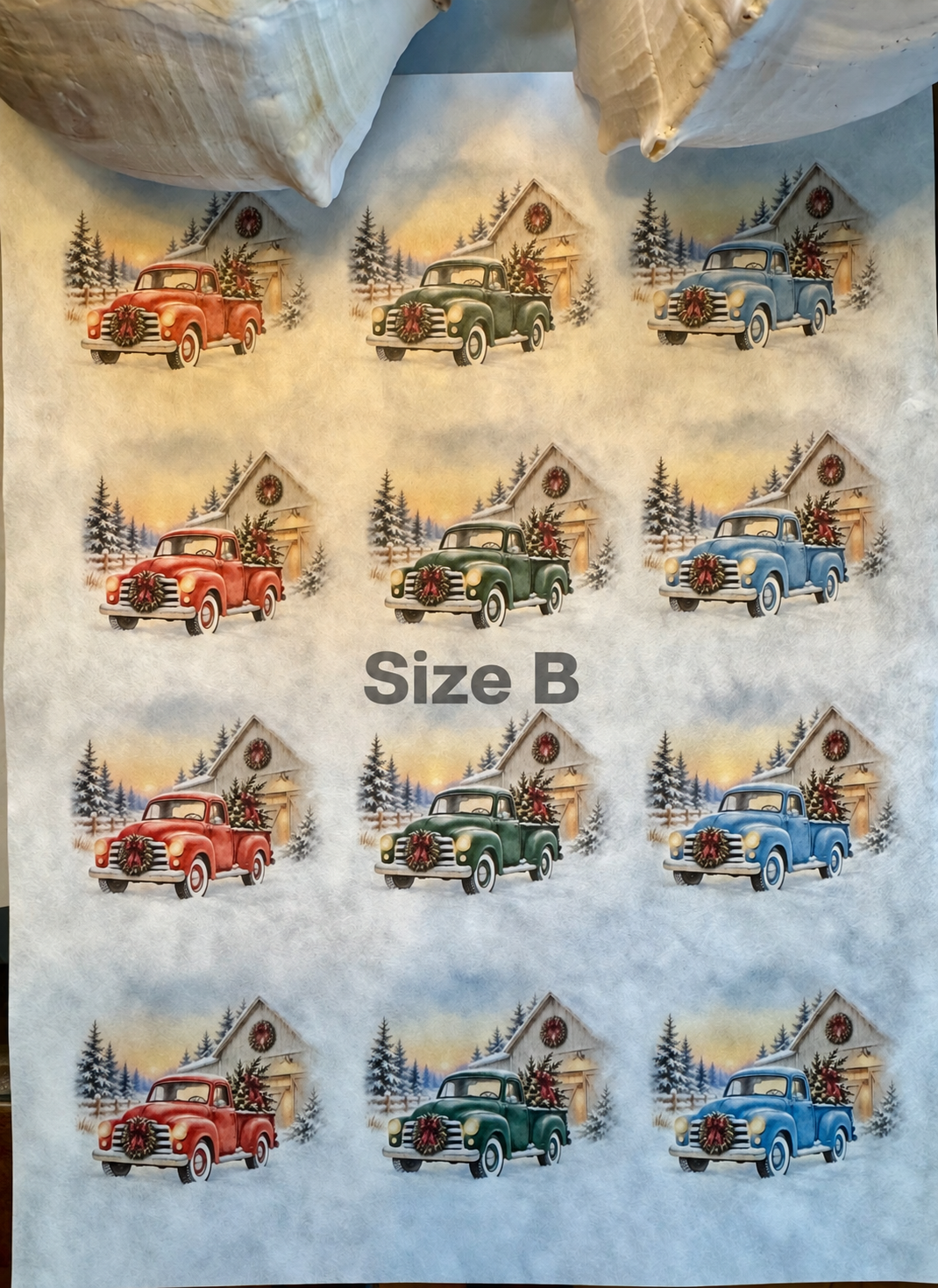 Vintage Coastal Christmas Truck Glow Decoupage Paper