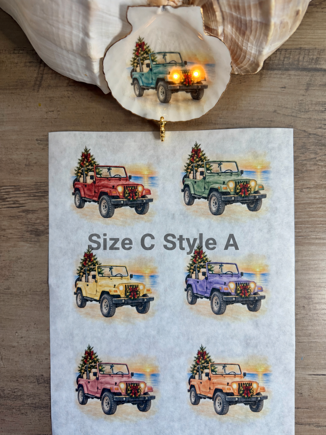 Coastal Christmas Utility Vehicle Glow Decoupage Paper